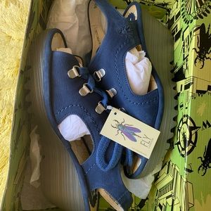 Fly London Blue Cupido Heel Sandals